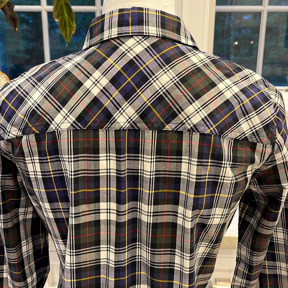 J. Crew Perfect navy tartan plaid shirt - Picture 5 of 12
